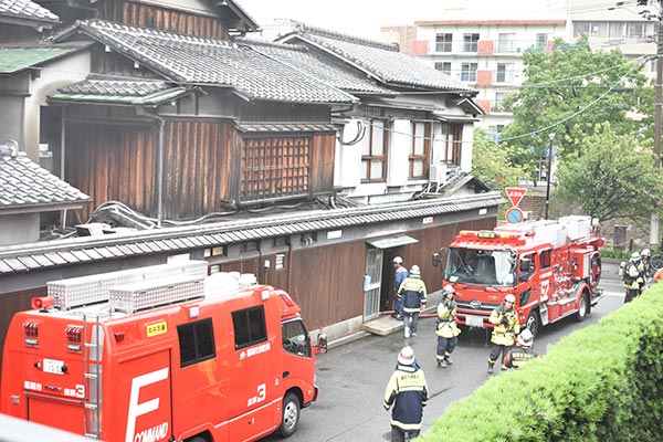 老舗料亭「博多老松」付近。上からの写真