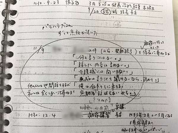 有田さんのメモ パワハラだよね