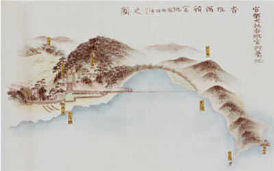 香椎潟と頓宮(1904年、香椎宮絵図より)