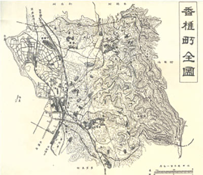 1953年当時の香椎町の地図(1953年発刊、香椎町誌より)
