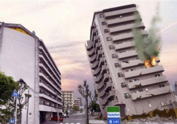 地震被害を想定したCG