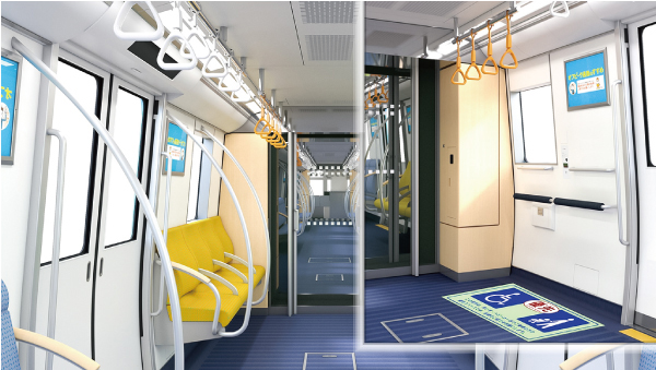 新車両「3000A系」内装(福岡市交通局提供)