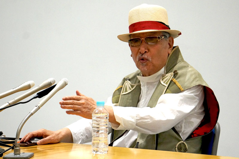 朝堂院大覚氏の会見(6月11日、都庁)の写真
