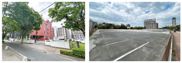 (左)福岡県小倉総合庁舎 (右)旧小倉合同庁舎等跡地