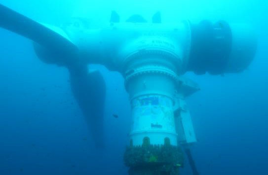 海底に設置した1,100kW潮流発電機(同社発表資料より)