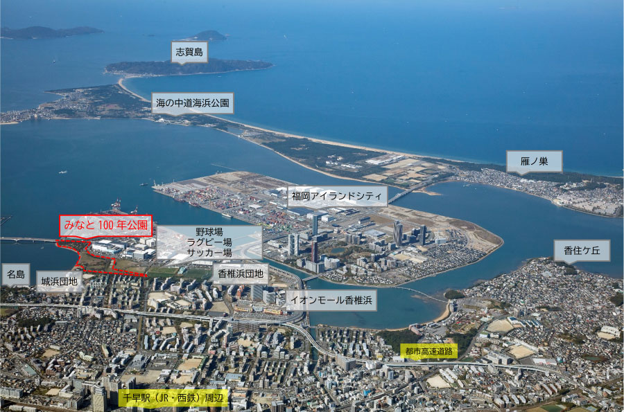 みなと100年公園位置図 福岡市HPより