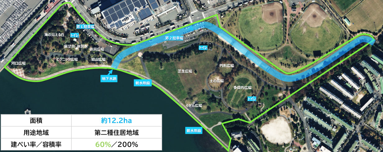 上空から見たみなと100年公園 福岡市HPより