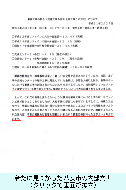 新たに見つかった八女市の内部文書