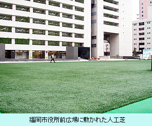 福岡市役所前広場に敷かれた人工芝