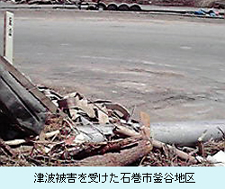 津波被害を受けた石巻市釜谷地区