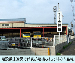 建設業法違反で代表が逮捕された（株）大島組