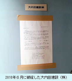 2010年６月に破綻した大内田建設（株）