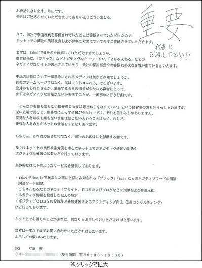 FAXで送られている文書