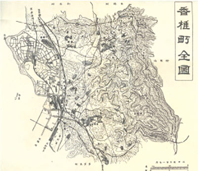 1953年当時の香椎町の地図（1953年発刊、香椎町誌より）