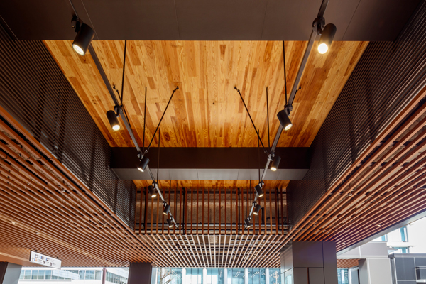 2階天井部に採用された木製建材「MIデッキ」