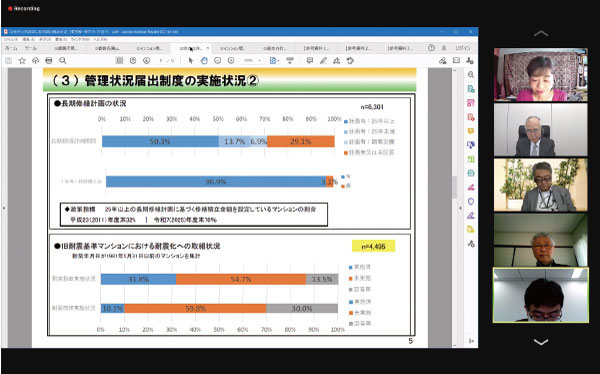 ZOOM上で開かれた検討会の様子