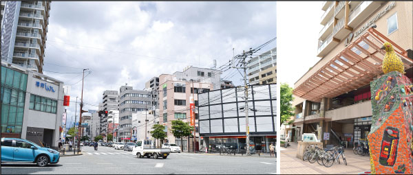 薬院大通駅周辺（左）、薬院大通駅（右）