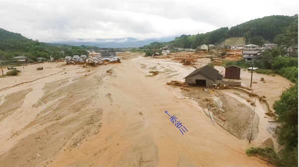 氾濫した赤谷川（写真提供：九州地方整備局）