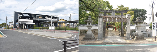 左：筑前深江駅 ／ 右：深江神社