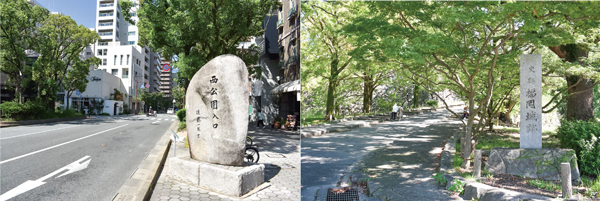 左：西公園入口 ／ 右：福岡城跡