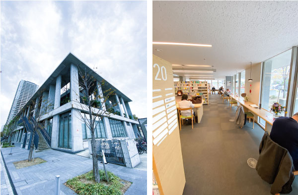（左）なみきスクエア／（右）福岡市東図書館内