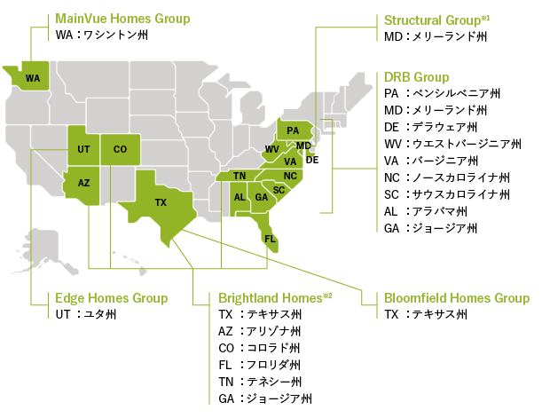 米国では現地ハウスビルダーをM＆Aし事業を展開（ホームページより抜粋）
