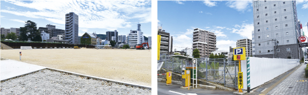 （左）長崎県庁舎跡地／（右）長崎県警察本部跡地