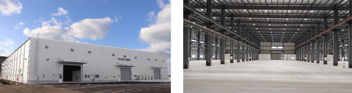 左：最終組み立て工場外観 / 右：最終組み立て工場内観