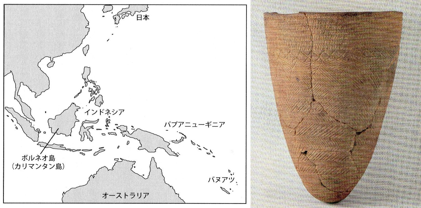 左：バヌアツ ／ 右：櫛目文土器