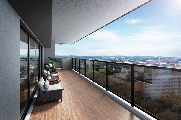 角住戸のバルコニー イメージパース