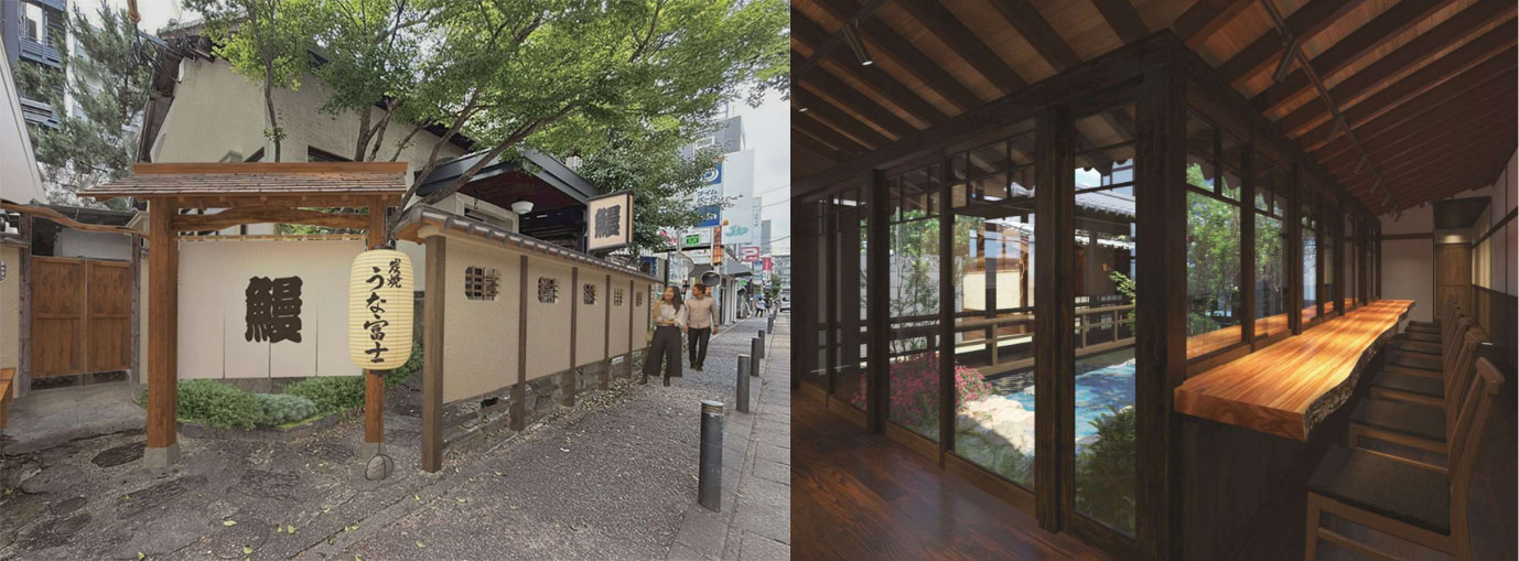 左：福岡大名別邸外観 / 右：同内観　プレスリリースより