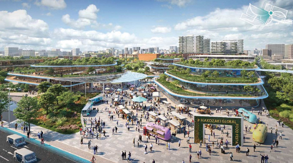 九州大学箱崎キャンパス跡地の再開発後のイメージ（出所＝九州大学、都市再生機構九州支社リリース）