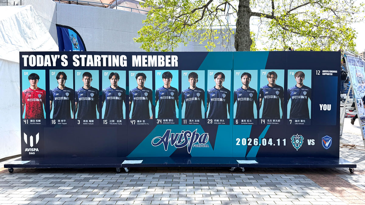 百年構想リーグWEST第10節長崎戦のスターティングメンバー