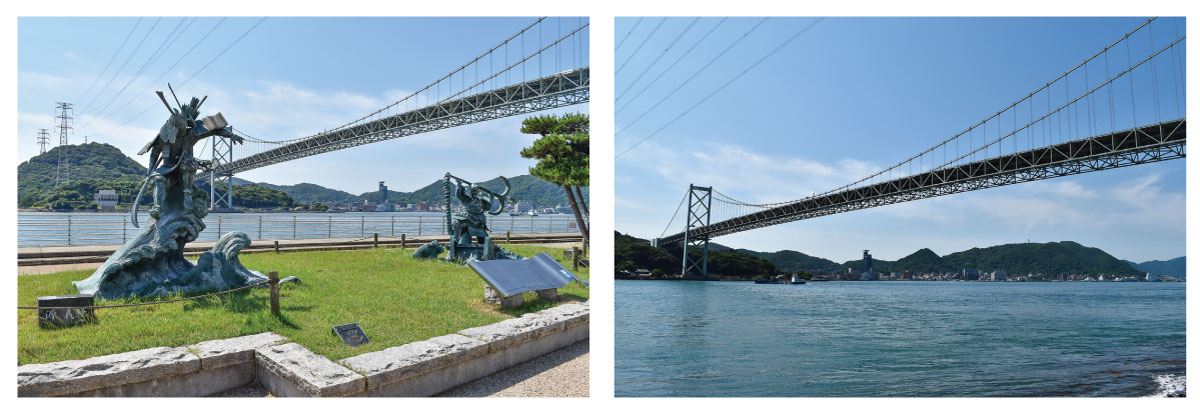 （左）壇之浦古戦場跡  （右）関門橋