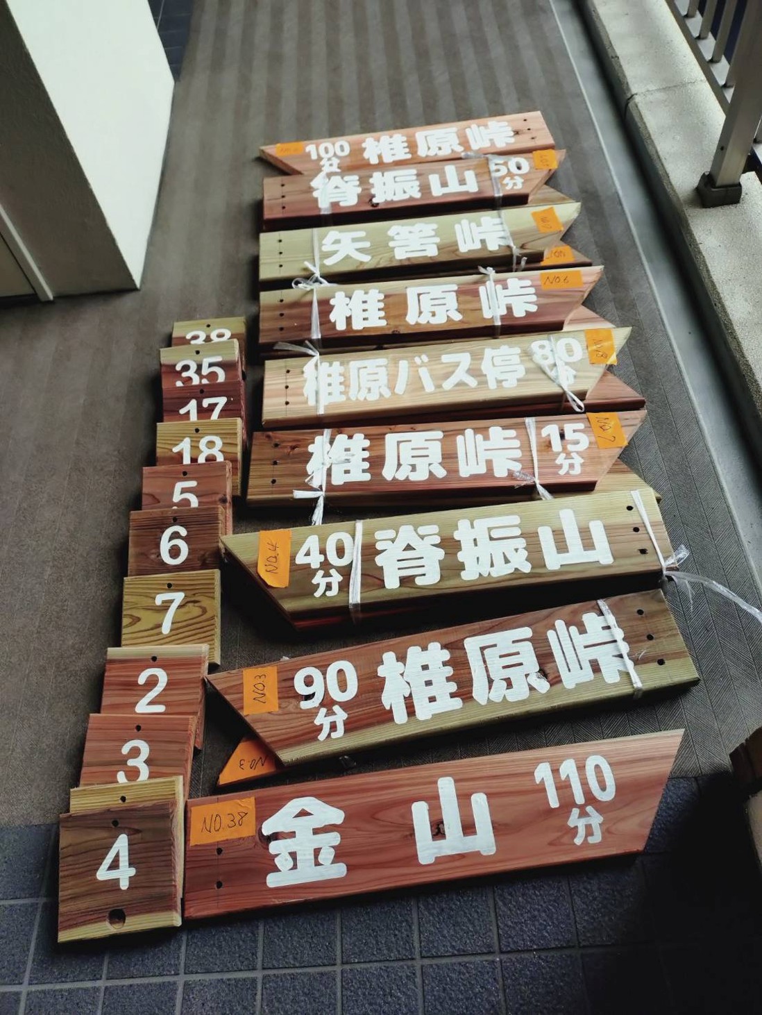 標識のパーツ　道標ごとに入れ替えをする