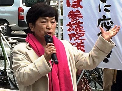 福島瑞穂議員、福岡市で安倍政権を批判