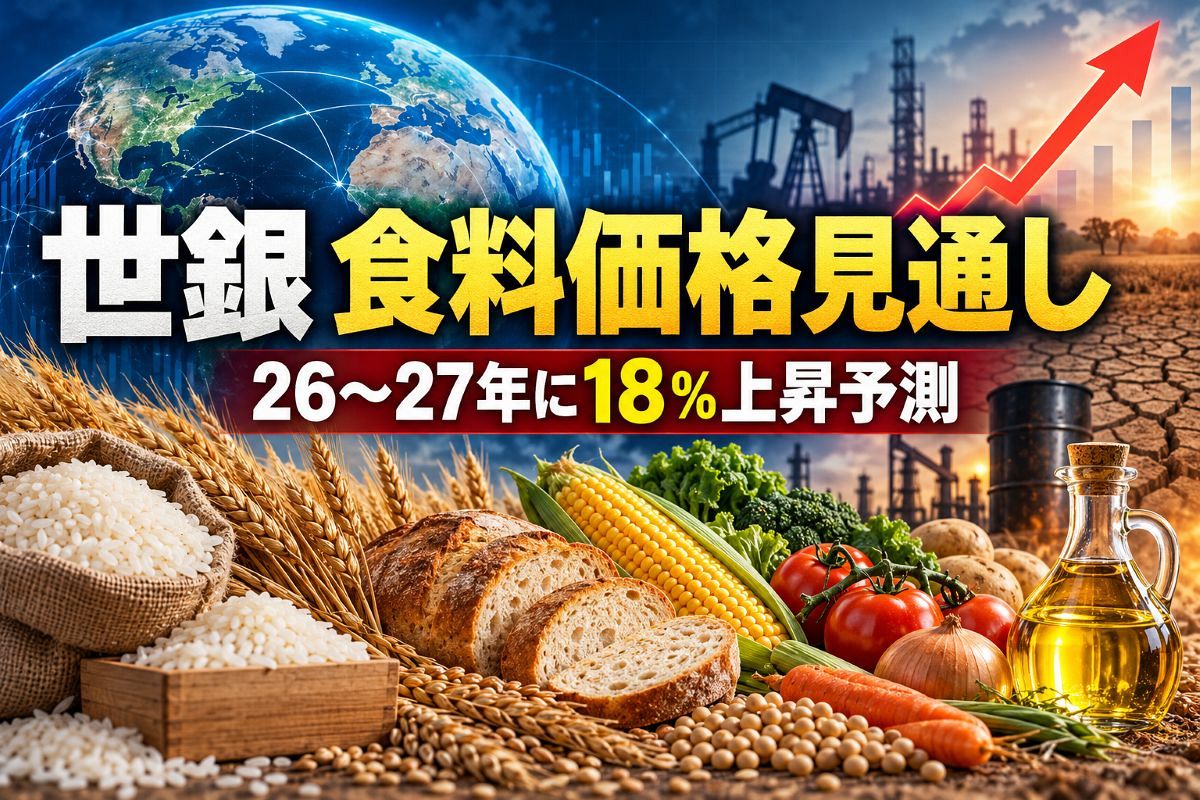 世銀、食料価格26～27年に18％上昇予測　エネルギー高と異常気象でコメも減産へ