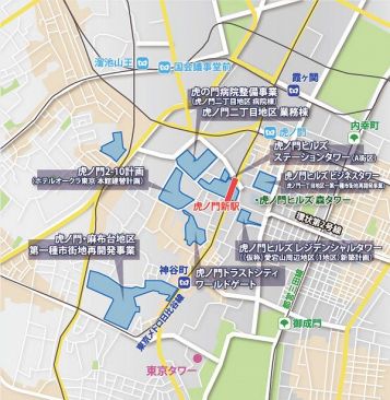 東京・虎ノ門の超巨大再開発、200m級の超高層が続々（後）