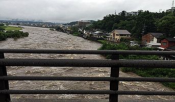 【筑後・大分豪雨】大分県日田市・三隈川も水量増加