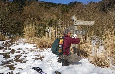 『脊振の自然に魅せられて』「残雪の道標補修作業と素晴らしきブナ林」（前）