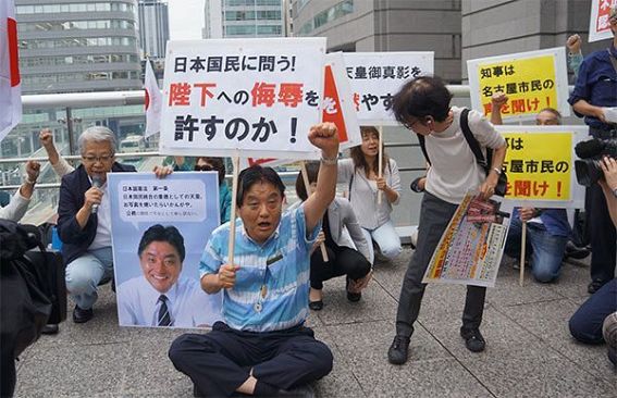 【動画】河村たかし・名古屋市長が右翼団体と共に「座り込み」～大村知事は「県条例などに違反」と反発