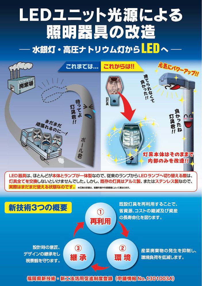 既存灯具をリユースし、環境に優しく、美しい街並みづくりに貢献